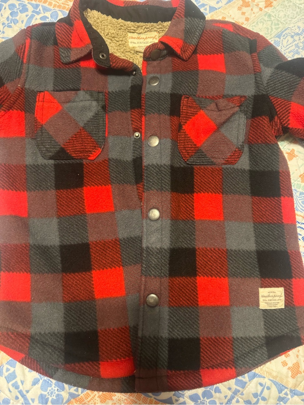 Weatherproof Kids Red and Black Buffalo Plaid Fleece-Lined Jacket - Picture 3 of 4